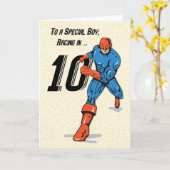 スペシャルボーイ10誕生日スーパーヒーロー カード (黄色い花)