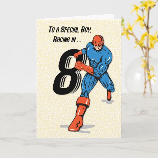スペシャルボーイ8番誕生日スーパーヒーロー カード (黄色い花)