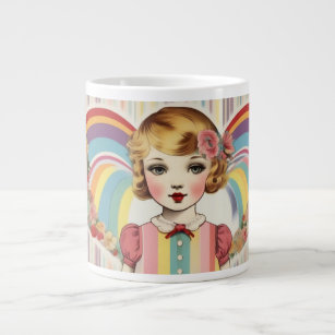 スペシャルマグカップ kawaii cute retro girl mug ジャンボコーヒーマグカップ