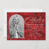 スペシャルレッドローズミニマルお祝い・オブ・ライフ 招待状 (正面)