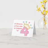 「スペシャル」小さな女の子が**4**誕生日 カード (黄色い花)