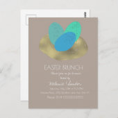 スペックルトイースター卵金ゴールドネストディナーブランチ家族 ポストカード (正面/裏面)