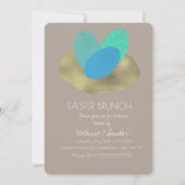 スペックルトイースター卵金ゴールドネストディナーブランチ家族 招待状 (正面)