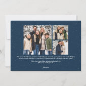 スペックルフレームシンプルネイビーブルークリスマス写真 シーズンカード (裏面)