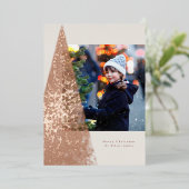 スペックルモダンバラ金ゴールドクリスマスツリー1写真 箔シーズンカード (立ち正面)
