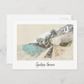 スペッツアイランドギリシャヴィンテージ-レトロ旅行アート ポストカード (正面/裏面)