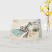 スペッツ島の有名な堤防のスケッチ カード (黄色い花)