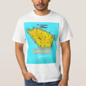 スペツェス ギリシャの島の地図 旅行ポスター Tシャツ (正面)