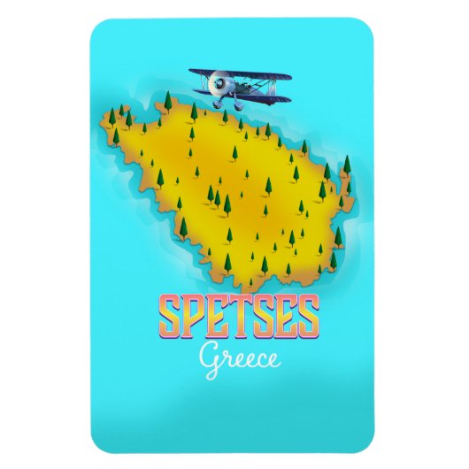 スペツェス ギリシャ 島の地図 旅行ポスター マグネット (縦)