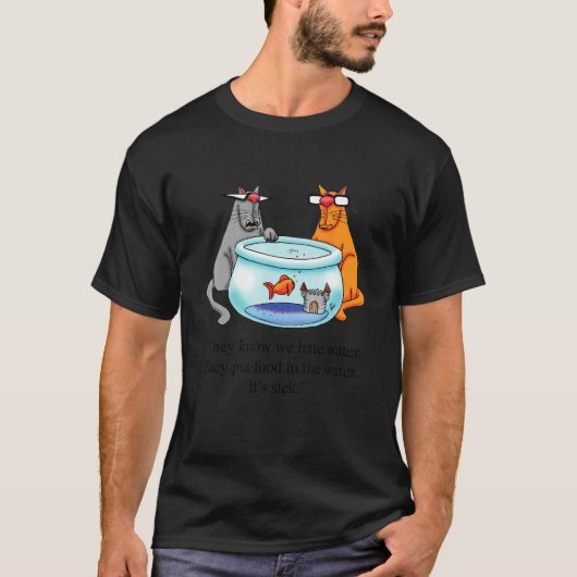 スペティクルズ 猫と魚のユーモア Tシャツ (正面)
