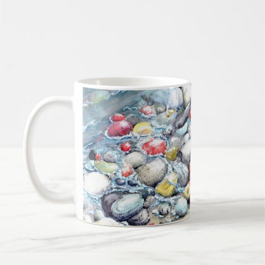 スペリオル湖からの石のイメージのマグ コーヒーマグカップ (左)