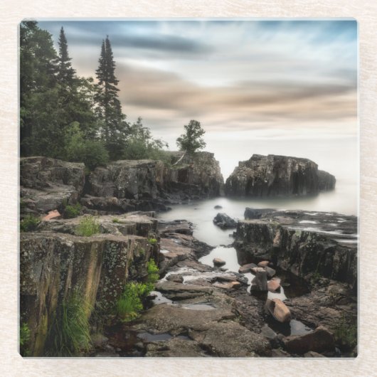 スペリオル湖|ミネソタの海岸 ガラスコースター (正面)