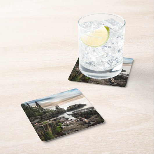 スペリオル湖|ミネソタの海岸 スクエアペーパーコースター (インサイチュ)