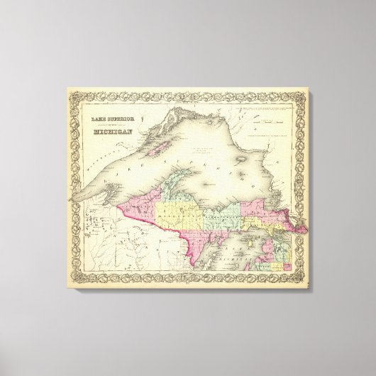 スペリオール湖とミシガン北部 キャンバスプリント (正面)