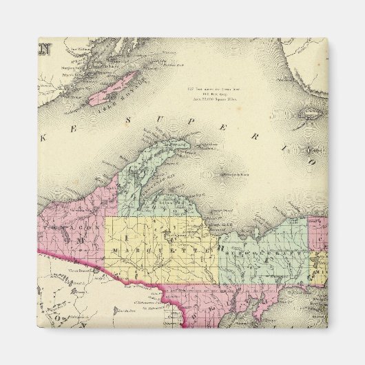 スペリオール湖とミシガン北部 マグネット (正面)