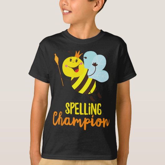 スペリングチャンピオン可愛いBeeスペリングコント Tシャツ (正面)
