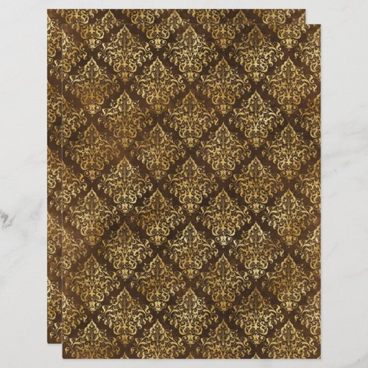 スペルキャスターブルゴーニュ&金ゴールドスクラップブック紙シート (正面/裏面)