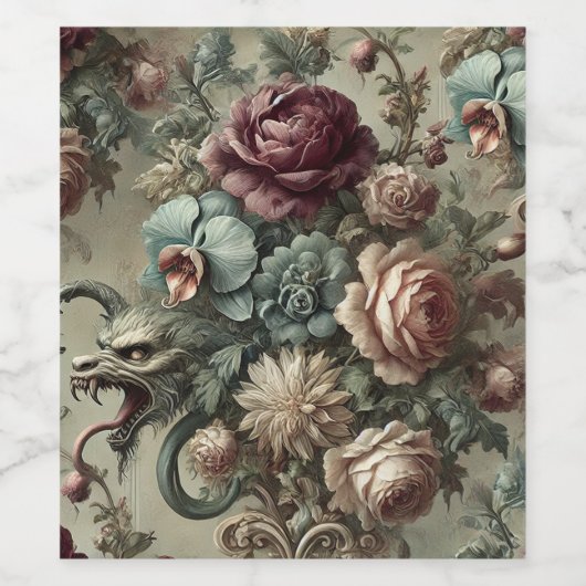 スペルハウンド – ゴシックフローラバロック装飾用クッション ワインラベル (シングルラベル)