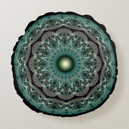 スペルバインドフラクタル光沢ファンシーオーナメント ラウンドクッション (正面)