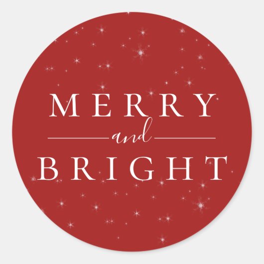 スペルバウンドウィンターレッドホリデーステッカー ラウンドシール (正面)