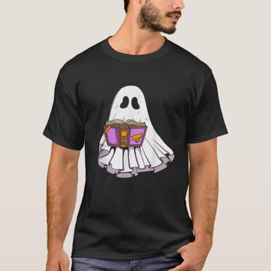 スペルブック読の幽霊ハロウィーン漫画幽霊Kid Tシャツ (正面)