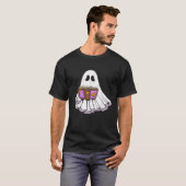スペルブック読の幽霊ハロウィーン漫画幽霊Kid Tシャツ (正面フル)