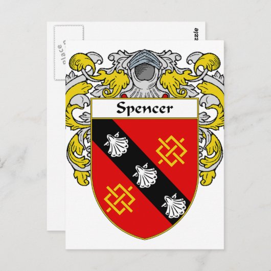 スペンサー家紋/ファミリー crest（マント付き） ポストカード (正面/裏面)