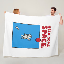 スペースが必要な人へ 宇宙飛行士と風船の宇宙ダジャレ フリースブランケット