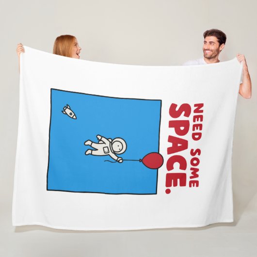 スペースが必要な人へ 宇宙飛行士と風船の宇宙ダジャレ フリースブランケット (インサイチュ)