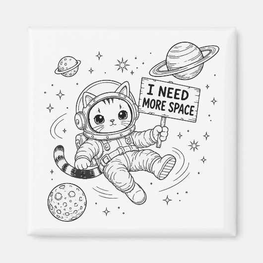 スペースが欲しい猫の宇宙飛行士 マグネット (正面)