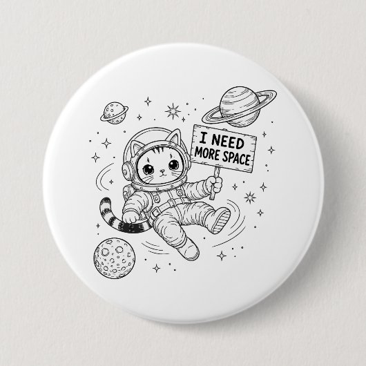 スペースが欲しい猫の宇宙飛行士 缶バッジ (正面)