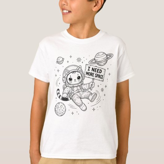 スペースが欲しい猫の宇宙飛行士 Tシャツ (正面)