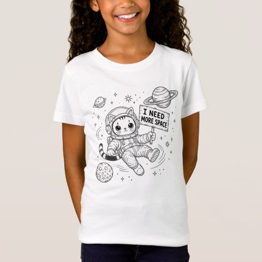 スペースが欲しい猫の宇宙飛行士 Tシャツ (正面)
