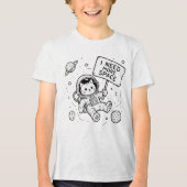 スペースが欲しい面白い猫の宇宙飛行士 トライブレンドTシャツ (正面)