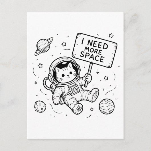 スペースが欲しい面白い猫の宇宙飛行士 ポストカード (正面)