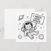 スペースが欲しい面白い猫の宇宙飛行士 招待状 (正面/裏面)
