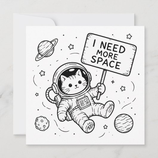 スペースが欲しい面白い猫の宇宙飛行士 招待状 (正面)