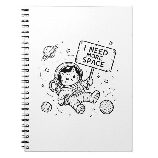スペースが欲しい面白い猫宇宙飛行士 ノートブック (正面)