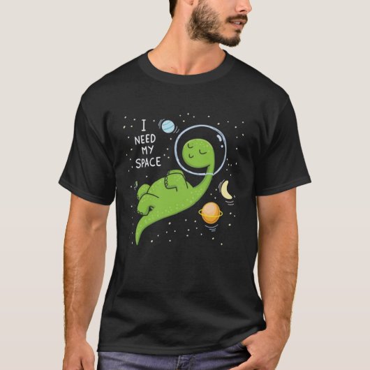スペースが欲しい、面白い恐竜スペース、宇宙飛行士 Tシャツ (正面)