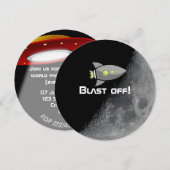 スペースをテーマにしたパーティーのオーダーメイド 招待状 (正面/裏面)