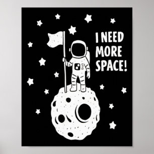 スペースを広げて 面白い宇宙飛行士 月 星 ユーモア ポスター
