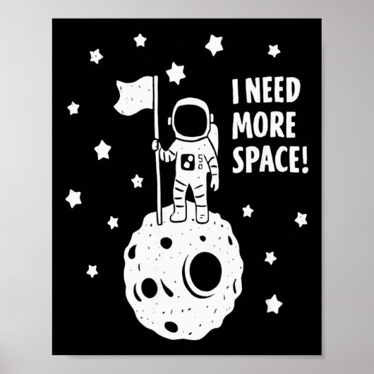 スペースを広げて 面白い宇宙飛行士 月 星 ユーモア ポスター (正面)