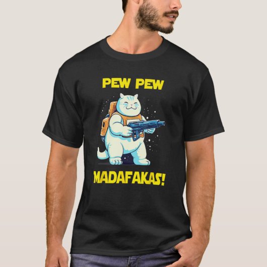 スペースアストロノートPew Madafakas Chonk Cat Tシャツ (正面)
