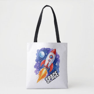 スペースアドベンチャーポスター | 冒険は宇宙に待つ トートバッグ