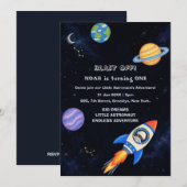スペースアドベンチャー1歳の誕生日招待状 招待状 (正面/裏面)