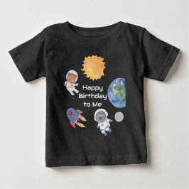 スペースアドベンチャー:惑星と動物の宇宙飛行士 ベビーTシャツ