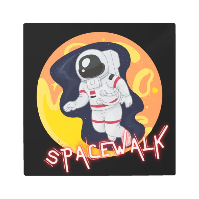 スペースウォーク – 宇宙宇宙飛行士 メタルプリント (正面)