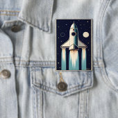 スペースエイジ レトロな50年代のロケット 缶バッジ (インサイチュ)