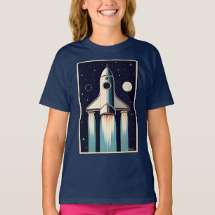スペースエイジ レトロな50年代のロケット Tシャツ
