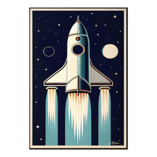 スペースエイジ レトロ 50年代 ロケット フォトプリント           